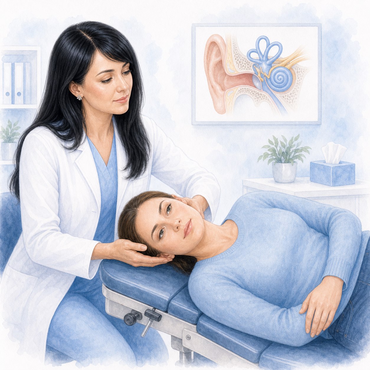 ЛОР-лікарка пояснює позиційний маневр при BPPV